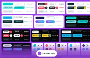 Modern Button UI Kit with 5 Styles and 5 States (Figma)
