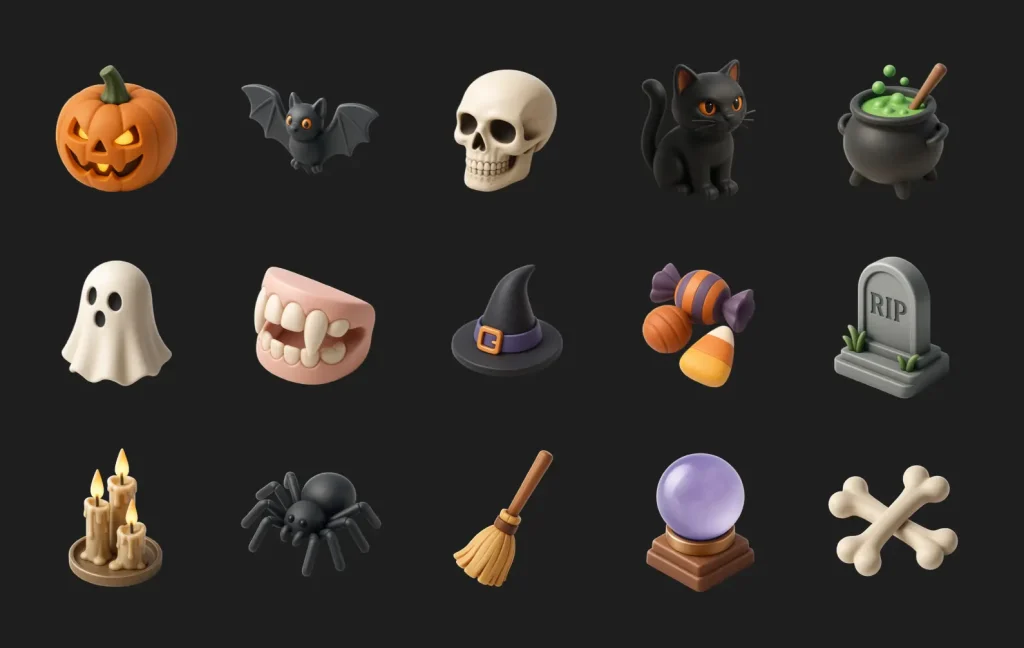 15 Free Halloween 3D Icons in Figma