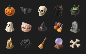 15 Free Halloween 3D Icons in Figma
